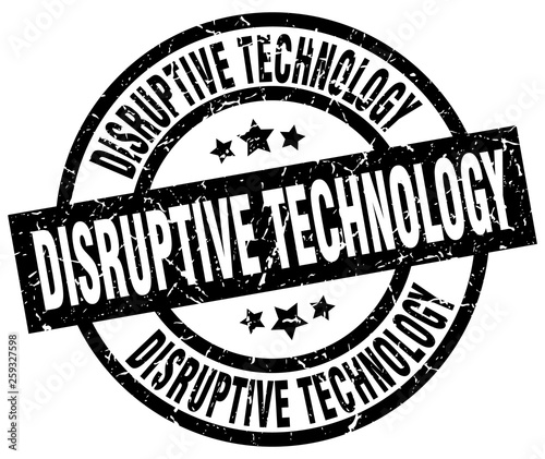 disruptive technology round grunge black stamp