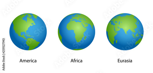 Earth with 3 angles globe isolated on white background. illustration vector EPS10.