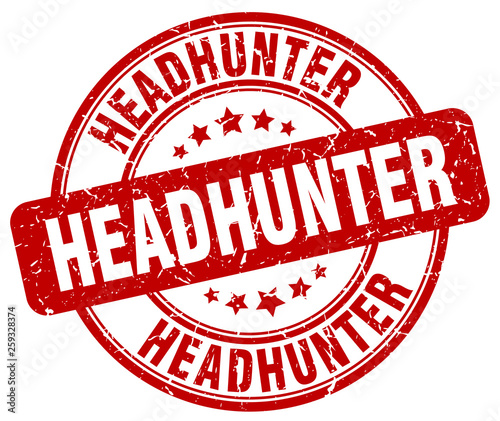 headhunter red grunge round vintage rubber stamp