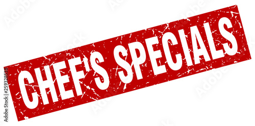 square grunge red chef's specials stamp