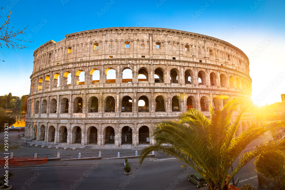 Colosseum of Rome sunset view
