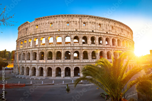 Colosseum of Rome sunset view