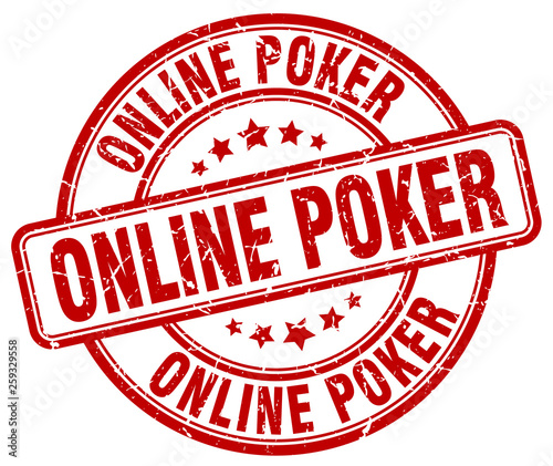 online poker red grunge round vintage rubber stamp