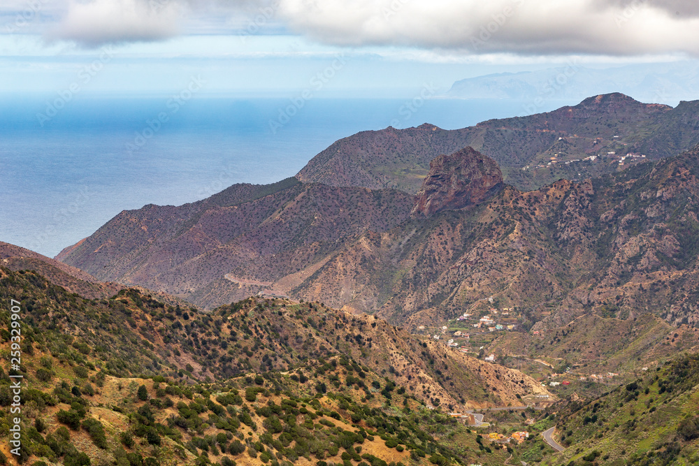 Landscape view of mountains at La Gomera. Canary Islands. Spain