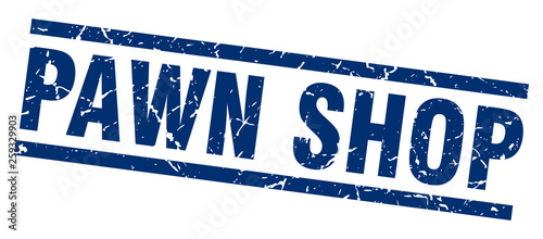 square grunge blue pawn shop stamp