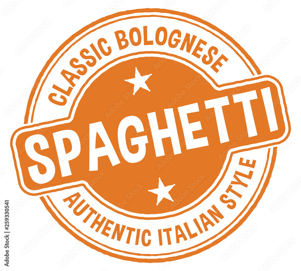 Bolognese Spaghetti. Vector Stamp.