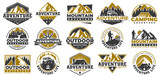 Set of Adventure and outdoor vintage logo template, badge or emblem style