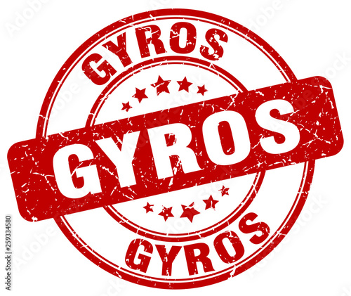 gyros red grunge round vintage rubber stamp