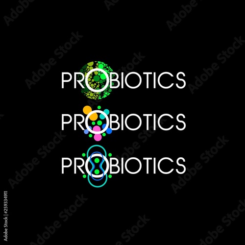 Probiotics logo. Bacteria logo. Concept of healthy nutrition ingredient for therapeutic purposes. Simple flat style trend modern logotype graphic design isolated