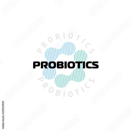 Probiotics logo. Bacteria logo. Concept of healthy nutrition ingredient for therapeutic purposes. Simple flat style trend modern logotype graphic design isolated
