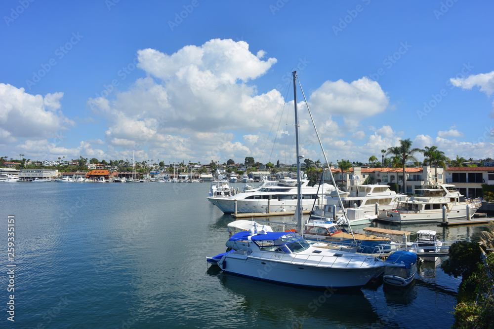 Newport Beach, California, USA, Marina with yachts and boats scenic view