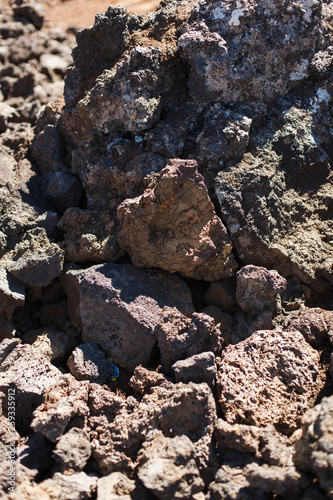  Icelandic stones, relief slopes of a cliff in Iceland from hard rocks after the eruption