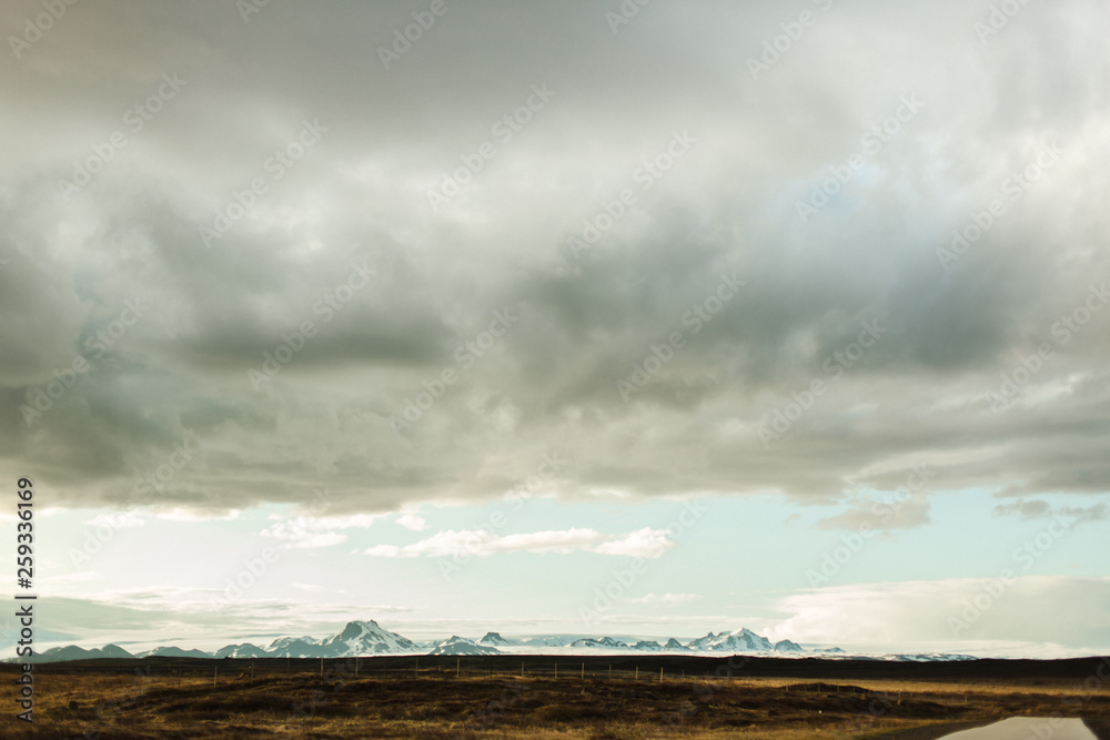 Beautiful Icelandic landscape, view of a tourist site