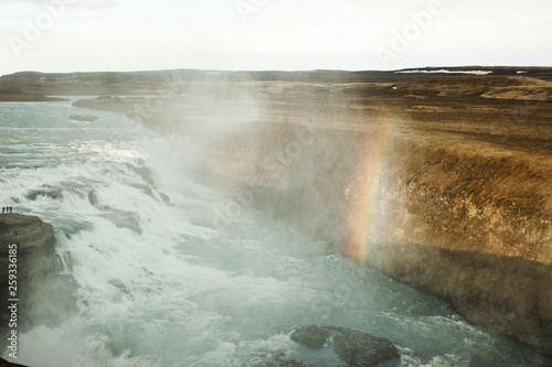  Rainbow over Icelandic waterfall in summer. Beautiful splashes and water vapor over a wild waterfall © Евгения Трастандецка