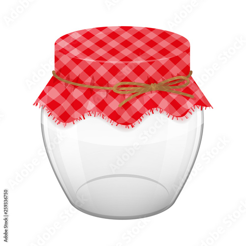 Empty glass jar with lid for home made and jam. Realistic style. Vector illustration. Isolated on white.