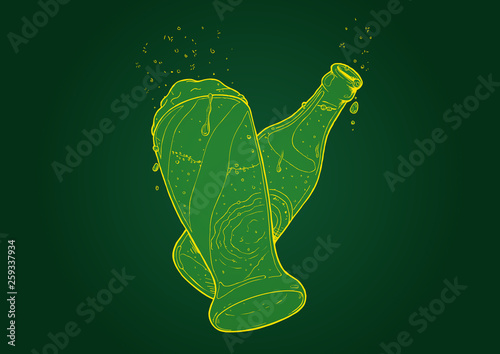 Beer glas and bottle - Vector illustration