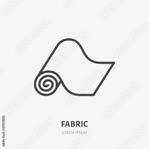 Carpet flat line icon. Vector thin sign of fitness mat, fabric roll logo. House textile decoration illustration