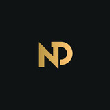  ND or DN logo vector. Initial letter logo, golden text on black background