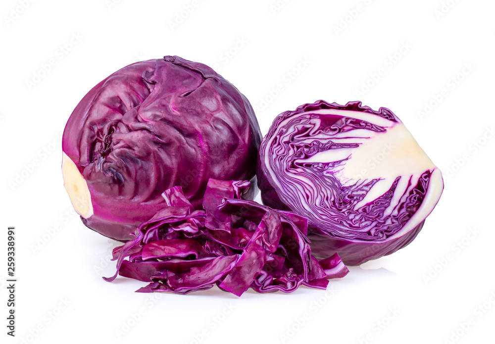 Red cabbage slice isolated on white background. full depth of field Red cabbage slice isolated on white background. full depth of field
