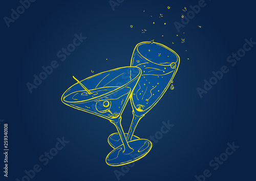 Martini and champaign glasses - Vector illustration
