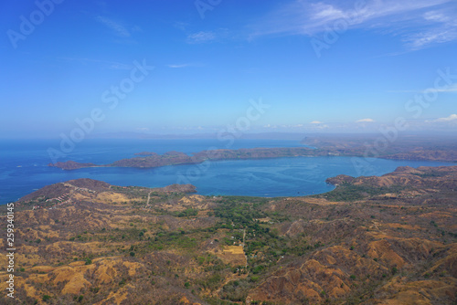 Aerial view of the Golfo del Papagayo with the Peninsula Papagayo near Liberia  Guanacaste  Costa Rica  during the dry season