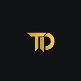 TD or DT logo vector. Initial letter logo, golden text on black background