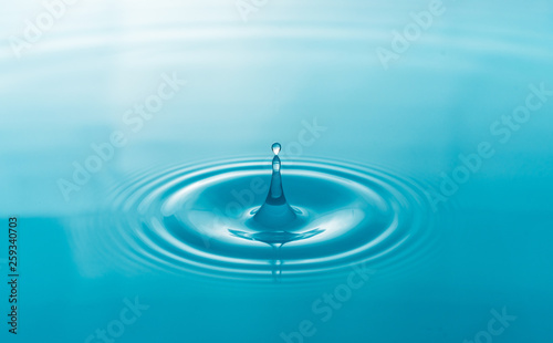 Water drop on surface water background