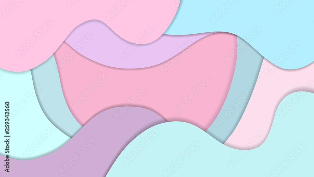 Paper art cartoon abstract waves. Paper carve background. Modern origami design template. Vector illustration. 3d paper layers. For landing page, template, ui, web, poster, banner.