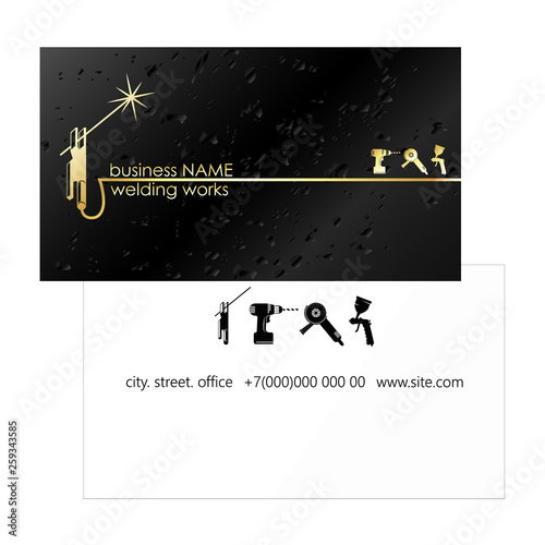 Business card for welder with welding tool