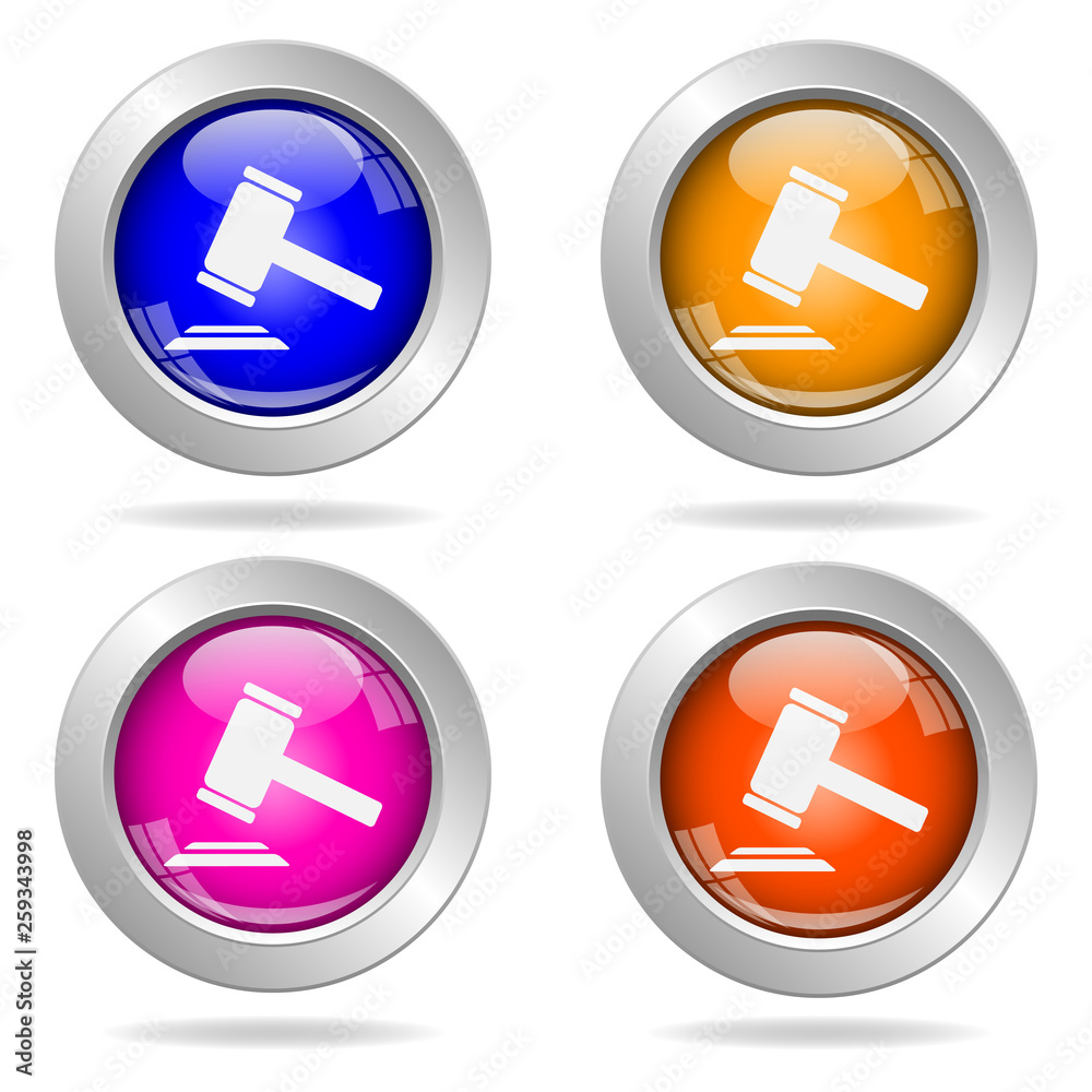 Set of round color icons. Auction icon. Set of round color icons. Auction icon.