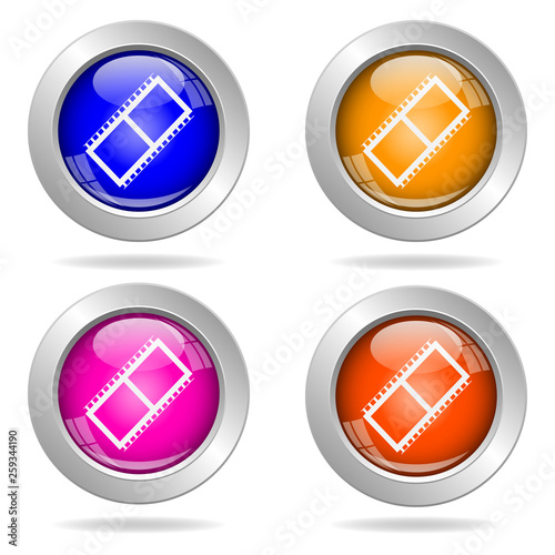 Set of round color icons. Movie icon.