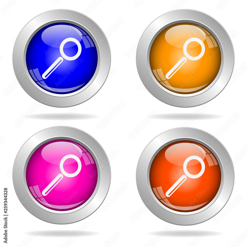Set of round color icons. Search icon. Set of round color icons. Search icon.