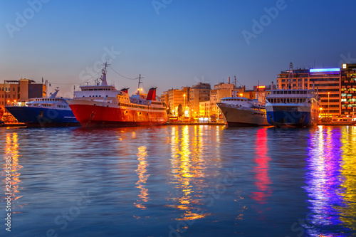 Port Piraeus, Greece at night