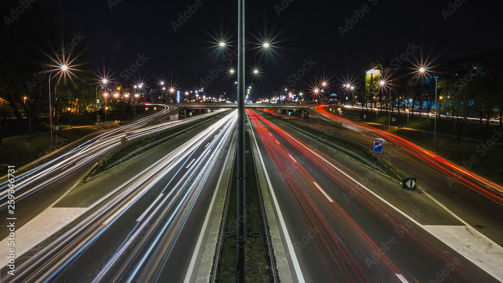 Traffic in the city at night