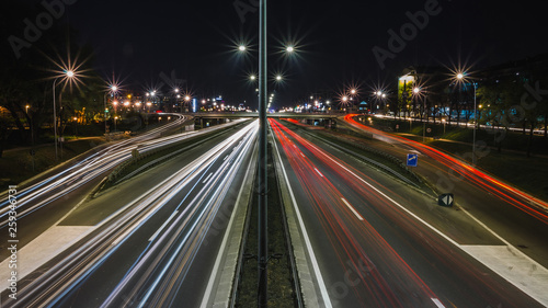 Traffic in the city at night