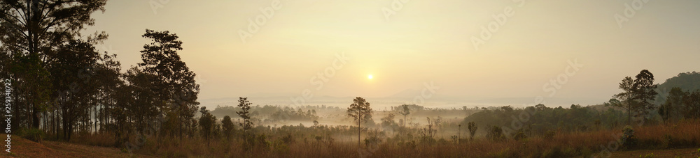  Lanscape of mountain with sunrise,panorama