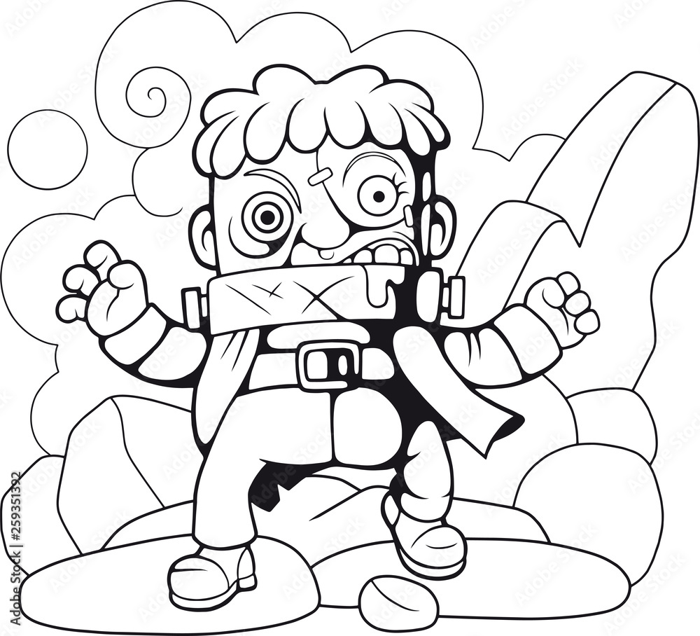 cute cartoon monster, coloring book, funny illustration cute cartoon monster, coloring book, funny illustration