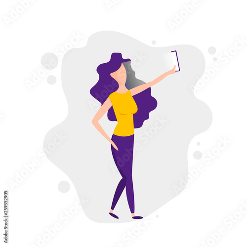 Millennial generation.  Cool happy girl making selfie photo with Smartphone.  Girl taking selfie.Women with smart phone taking photo