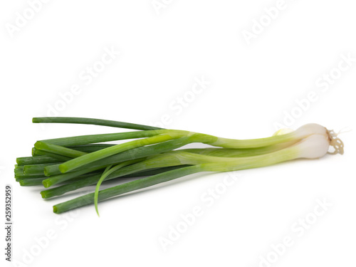 spring onion on white background.