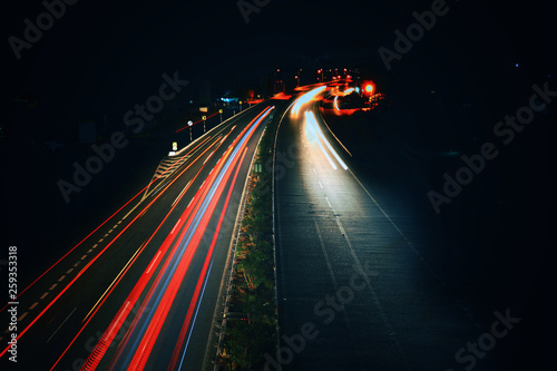 Long exposure photograph of evening traffic