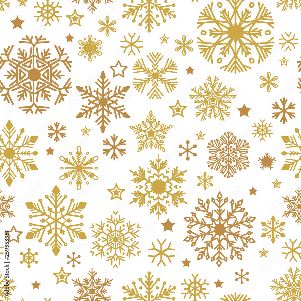 A Golden snowflakes seamless pattern. Vector Xmas A Golden snowflakes seamless pattern. Vector Xmas