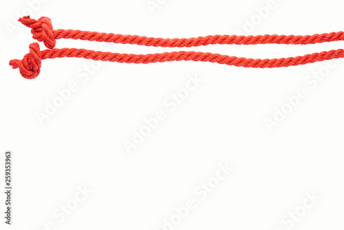 red long lines with ropes isolated on white