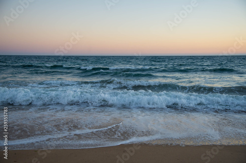 Atlantic ocean, front view of waves on the beach, Bretagne