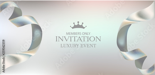 Elegant invitation card with beautiful ribbons. Vector illustration photo