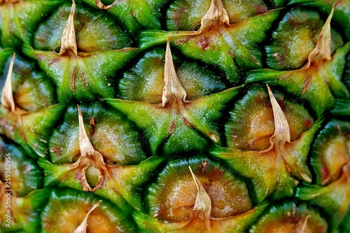 Pineapple peel, ripe, juicy and healthy fruit close-up