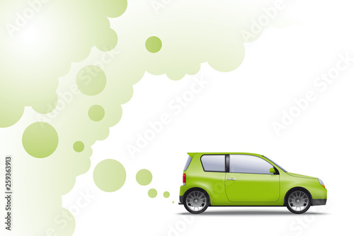 Fototapeta Naklejka Na Ścianę i Meble -  Environmentally friendly car exhausting green fumes. Not an actual car..