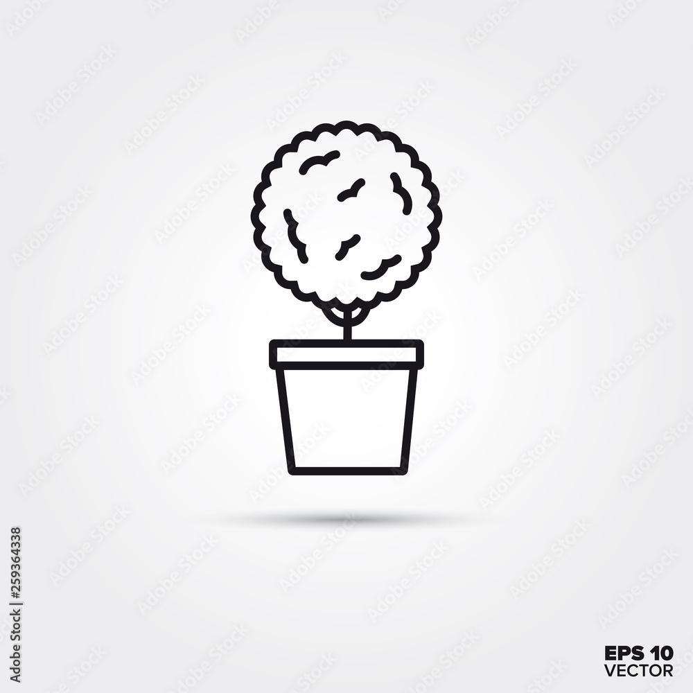 Potted topiary line icon. EPS 10 vector symbol.
