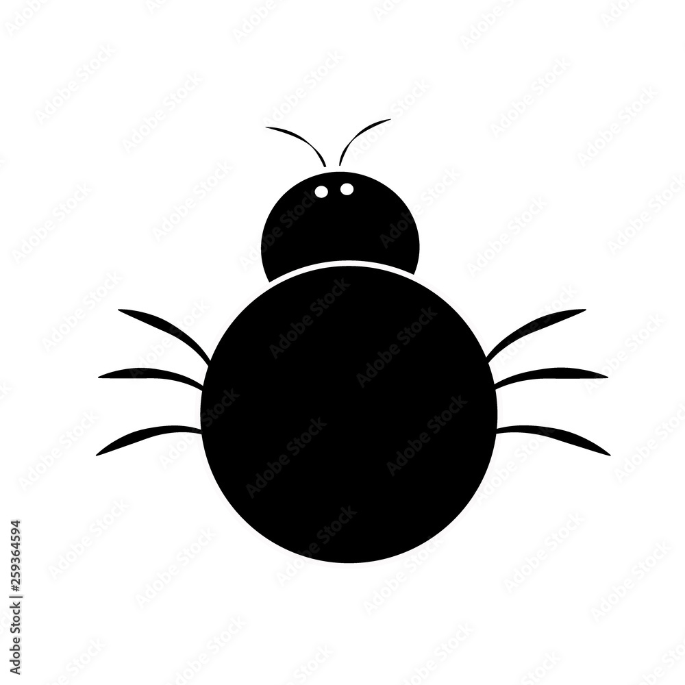 Black spider silhouette isolated on white background. Flat design Black spider silhouette isolated on white background. Flat design