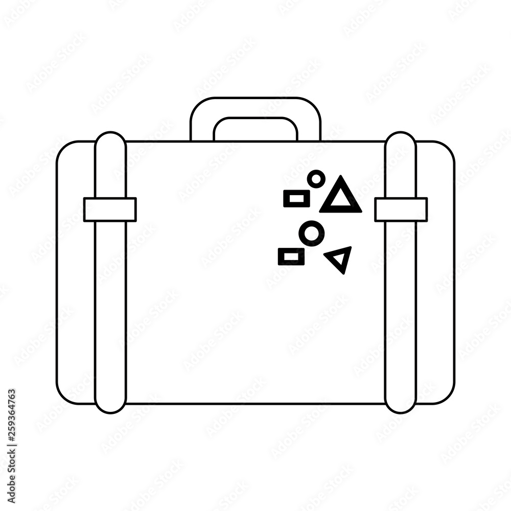 Travel suitcase luggage symbol in black and white Travel suitcase luggage symbol in black and white