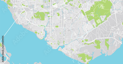 Urban vector city map of Manaus, Brazil